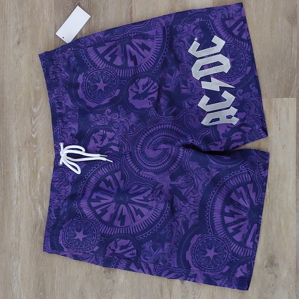 NWT AC/DC Men's Purple Swim Trunks Size XL